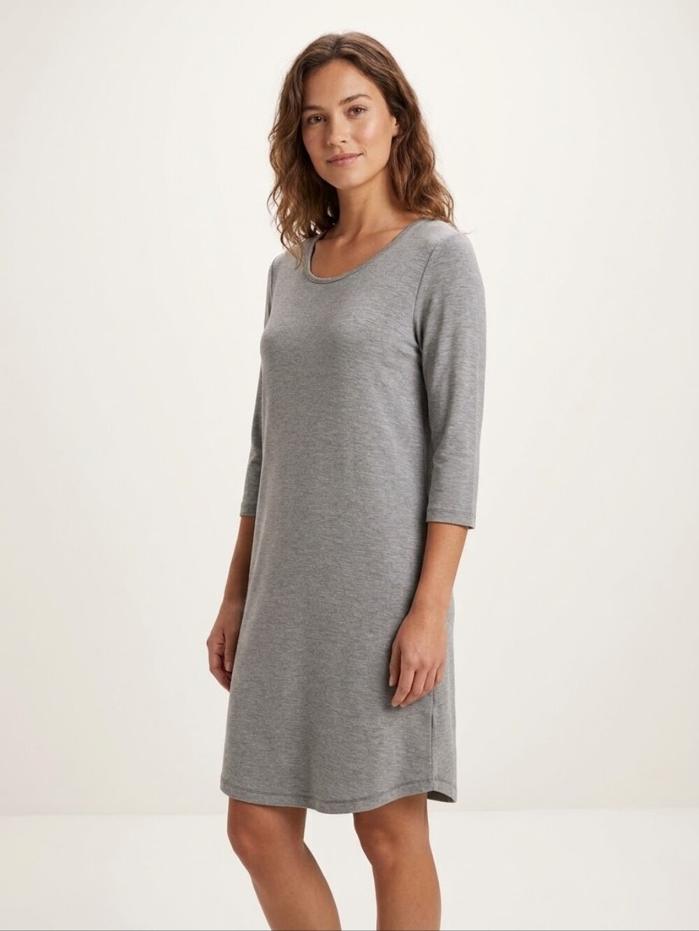 Lole Soft Heather Gray 3/4 Sleeve Stretch Knit Tunic Dress Large
